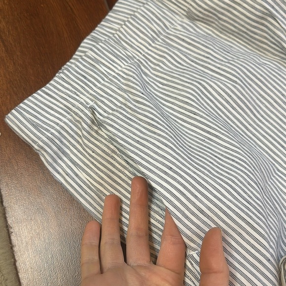 Lands End Cropped Linen Blend Stretch Waist Wide Leg Stripped Pants 26W - Picture 4 of 6